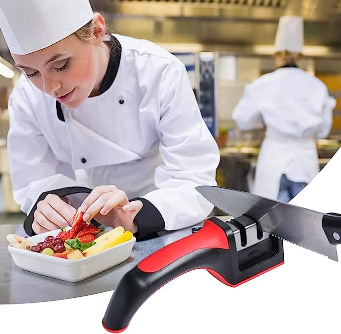 3-in-1 Knife Sharpener With Fruit And Meat Knife Peeler.3-Stage Diamond Coated Knife Sharpener,Kitchen Helper Three-piece Knife Sharpener Set With a Knife Ceramic peeler - Image 4