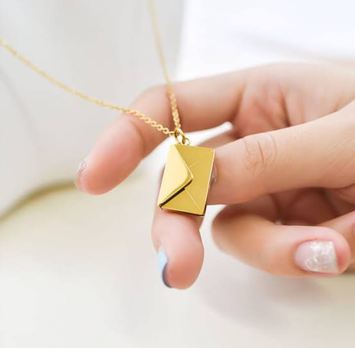 Love Letter Envelop Pendent For Girls - Golden Color - Image 3