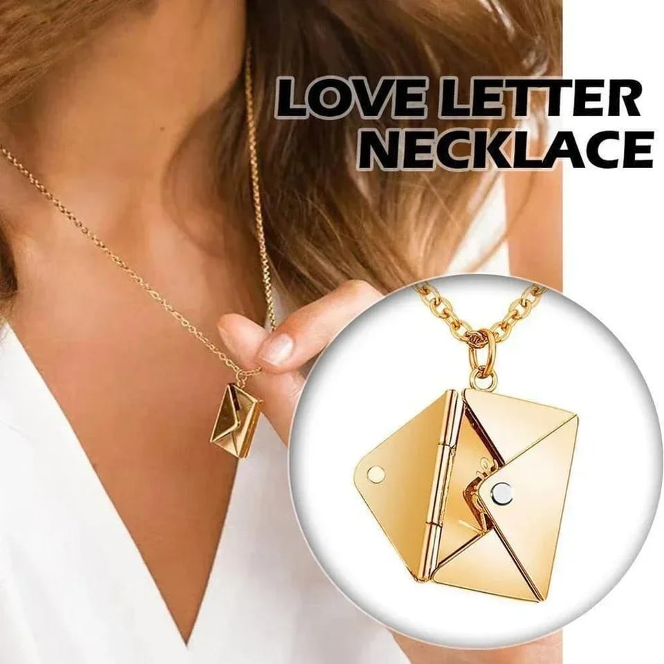 Love Letter Envelop Pendent For Girls - Golden Color - Image 2