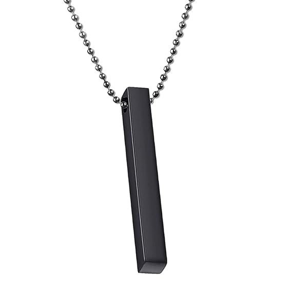 Pack Of 2 Boys Bar Necklace Materials Stainless Steel - Black - Image 5