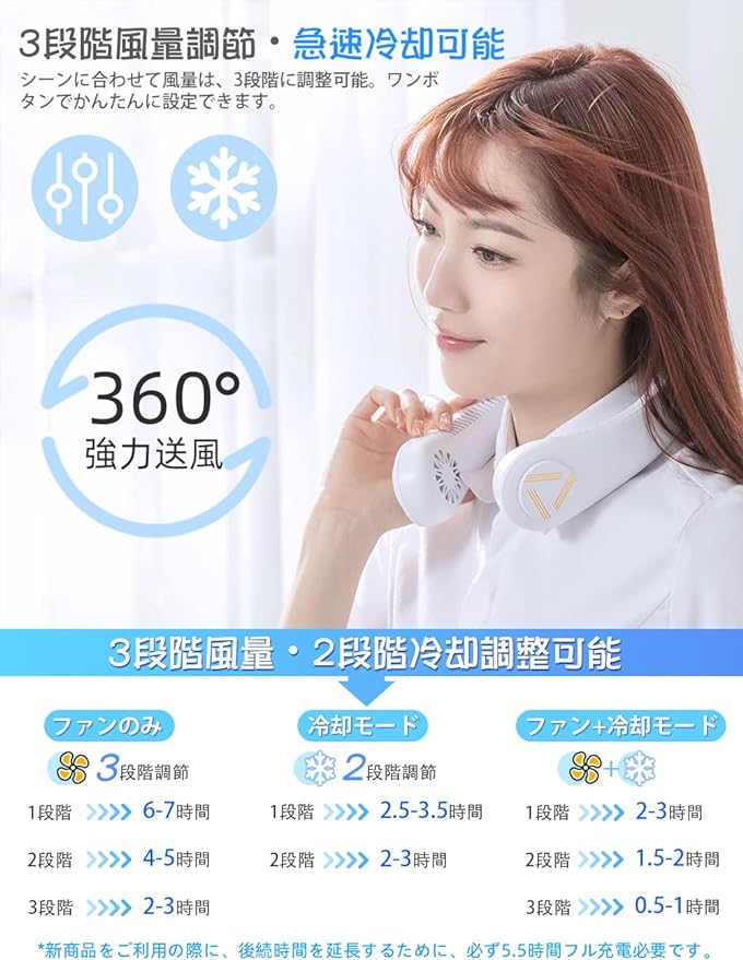 Neck Fan Personal Air Cooler 3 Speed Hand Free Neck Fan(random color ) - Image 4