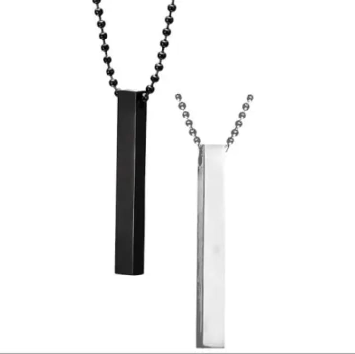 Pack Of 2 Boys Bar Necklace Materials Stainless Steel - Black - Image 4