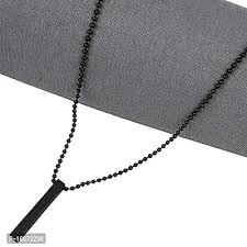 Pack Of 2 Boys Bar Necklace Materials Stainless Steel - Black - Image 2
