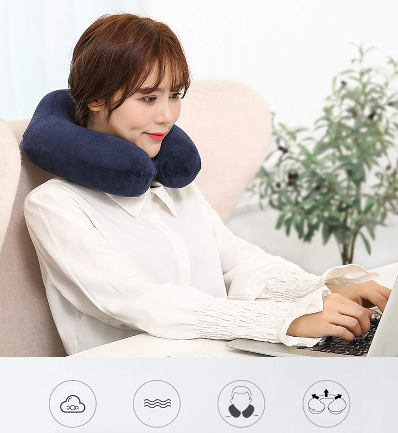 Imported U Shaped Pillows for Sleeping - Portable Travel Neck Pillows for Adults - Neck Pillow for Flight, Car & Home - Random Color ( Multi Design)