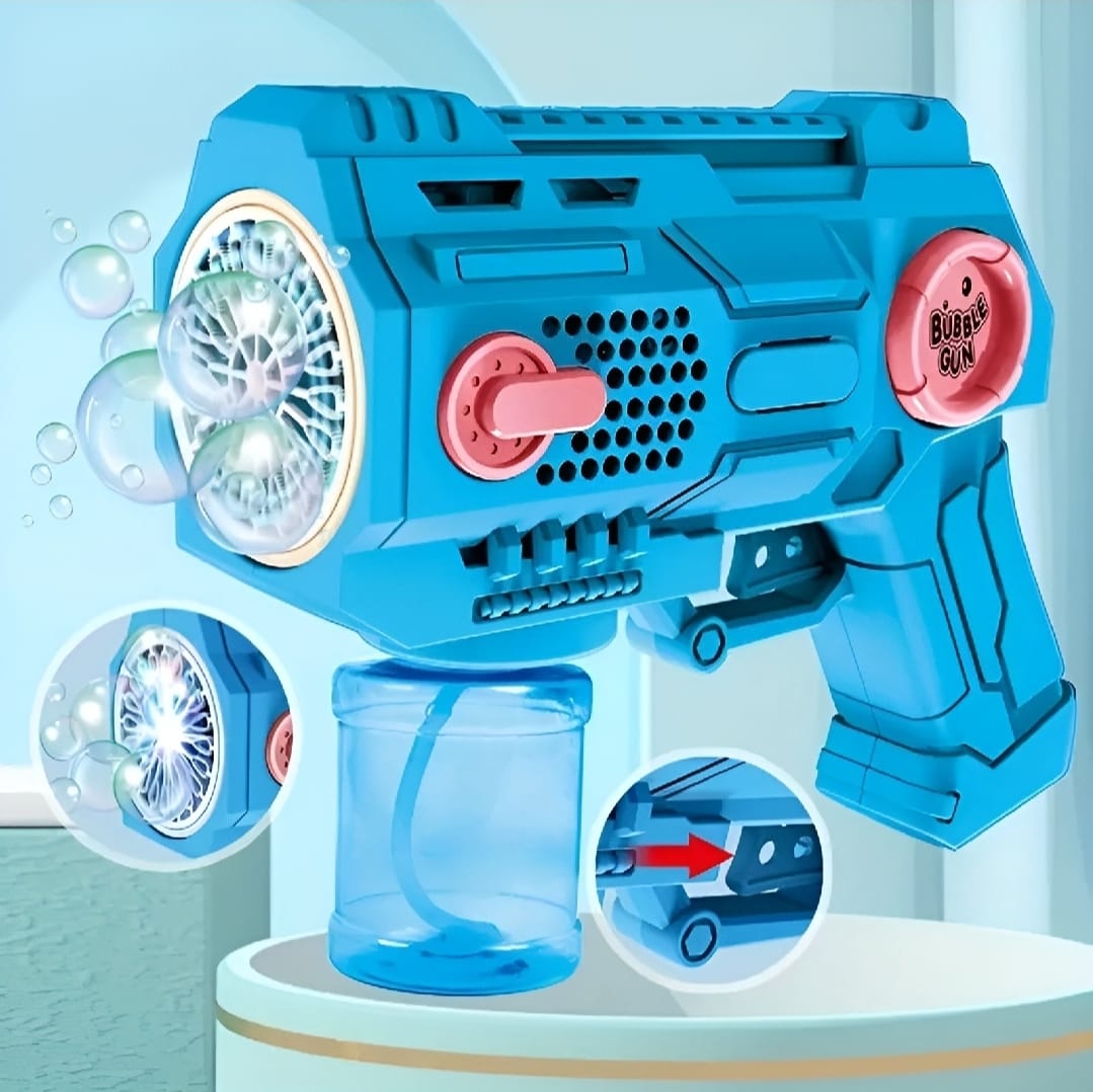 Children’s Handheld Porous Electric Bubble Gun with Lights & Music – Automatic Mess-Free Bubble Blower with Bottle Fix System for Indoor/Outdoor Play, Pool Parties, Birthdays & Special Events (Random Color) - Image 2