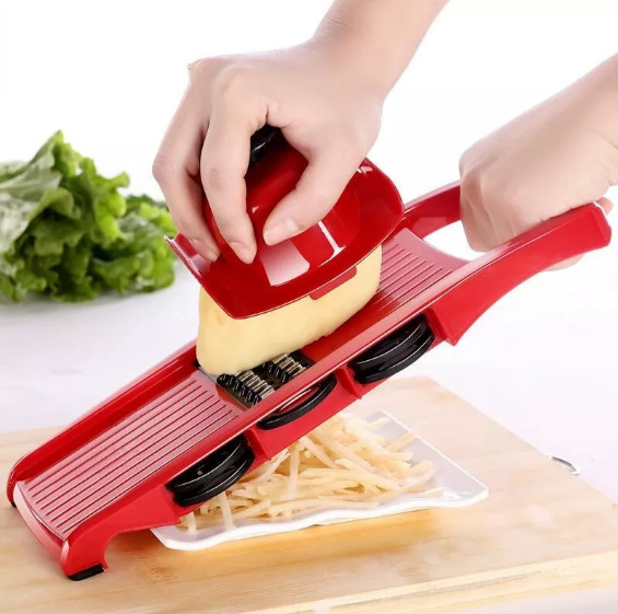 10 in 1 Mandoline Slicer Vegetable Cutter with Stainless Steel Blade Manual Potato Peeler Carrot Cheese Grater Dicer Kitchen Tool-Pink with box - Image 2
