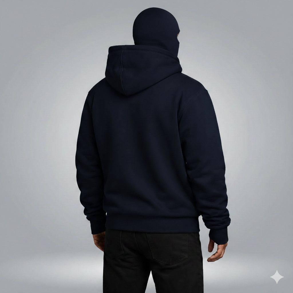Balaclava Ninja Zipper Hoodie Jacket For Men – Comfy Fashion black L - Image 3