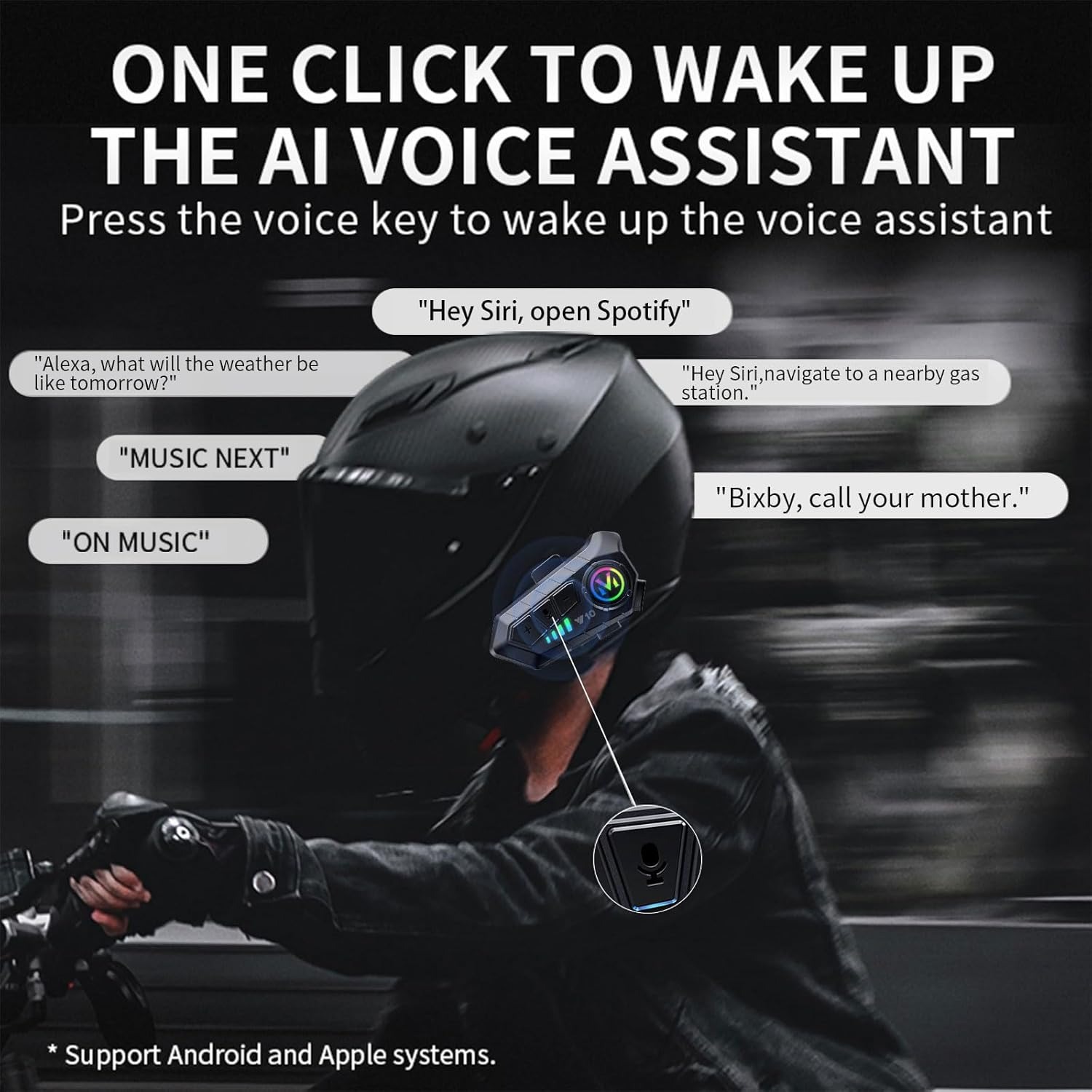 Motorcycle Helmet Bluetooth Headset Bluetooth 5.3 Smart Noise Reduction IPX6 Waterproof HiFi Headphones ~ Rechargeable - Image 2