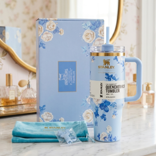 Stanley x LoveShackFancy Limited Edition 40oz Quencher H2.0 FlowState Tumbler – Floral Collaboration Collection ( Blue Floral )