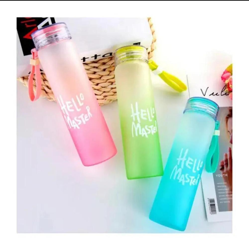 Hello Master 480ml Frosted Glass Water Bottle - Transparent Leak-Proof Portable Drinkware with Carrying Strap (Random Color) - Image 4