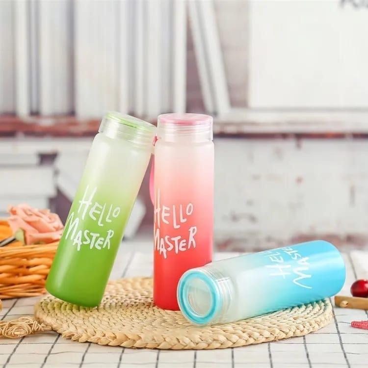 Hello Master 480ml Frosted Glass Water Bottle - Transparent Leak-Proof Portable Drinkware with Carrying Strap (Random Color) - Image 5