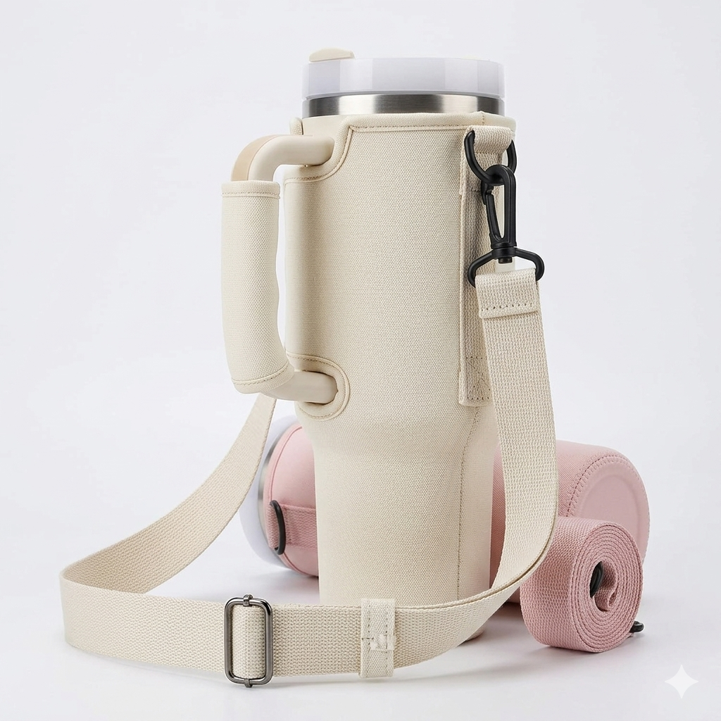 Portable Carry Bag for 40oz Stainless Steel Tumbler with Adjustable Strap | Random Color - Image 4