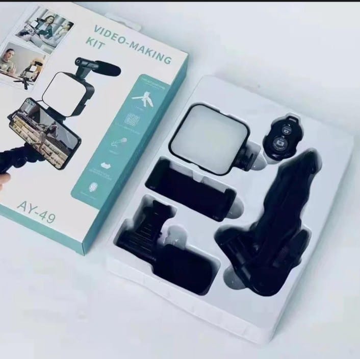 AY-49 Vlogging Kit | Portable Video Recording Setup with LED Light, Shotgun Mic & Flexible Tripod without Remote - Image 3