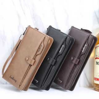 Balebaily Long Zipper Wallet for Men & Women PU Leather Wallet - Black