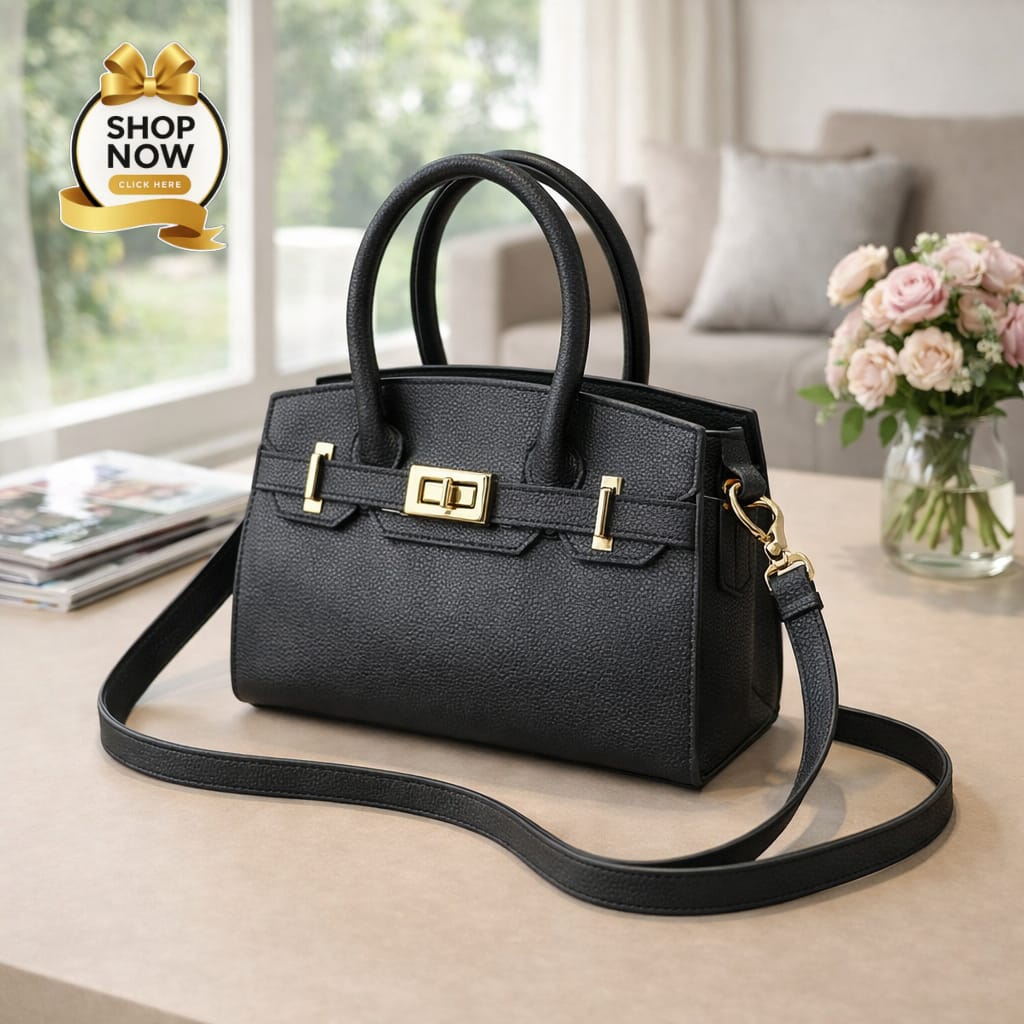 Stylish Shoulder Bag For Girls Premium Fashion Handbag With Belt Elegant Design | Black
