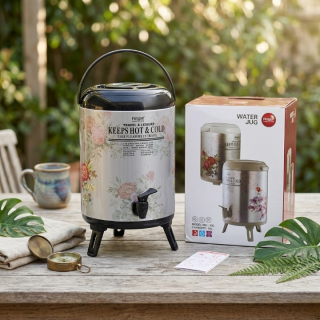 Regal Steel Body Hot And Cold Water Cooler 10 Liter With Temperature Control And Elegant Floral Design
