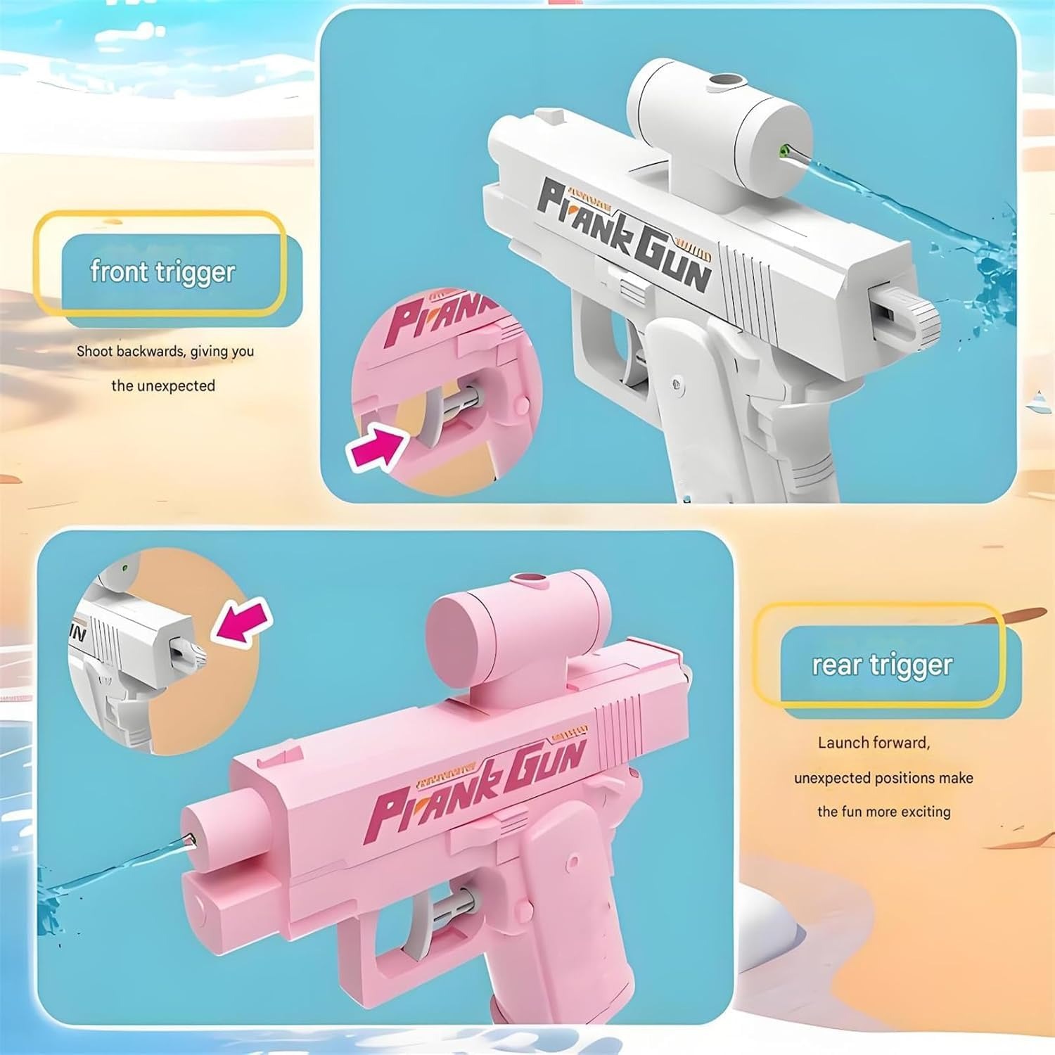 Double-Sided Prank Water Gun Toy – Funny Summer Squirt Pistol Water Toy for Kids, Outdoor Pool & Beach Parties - Image 2