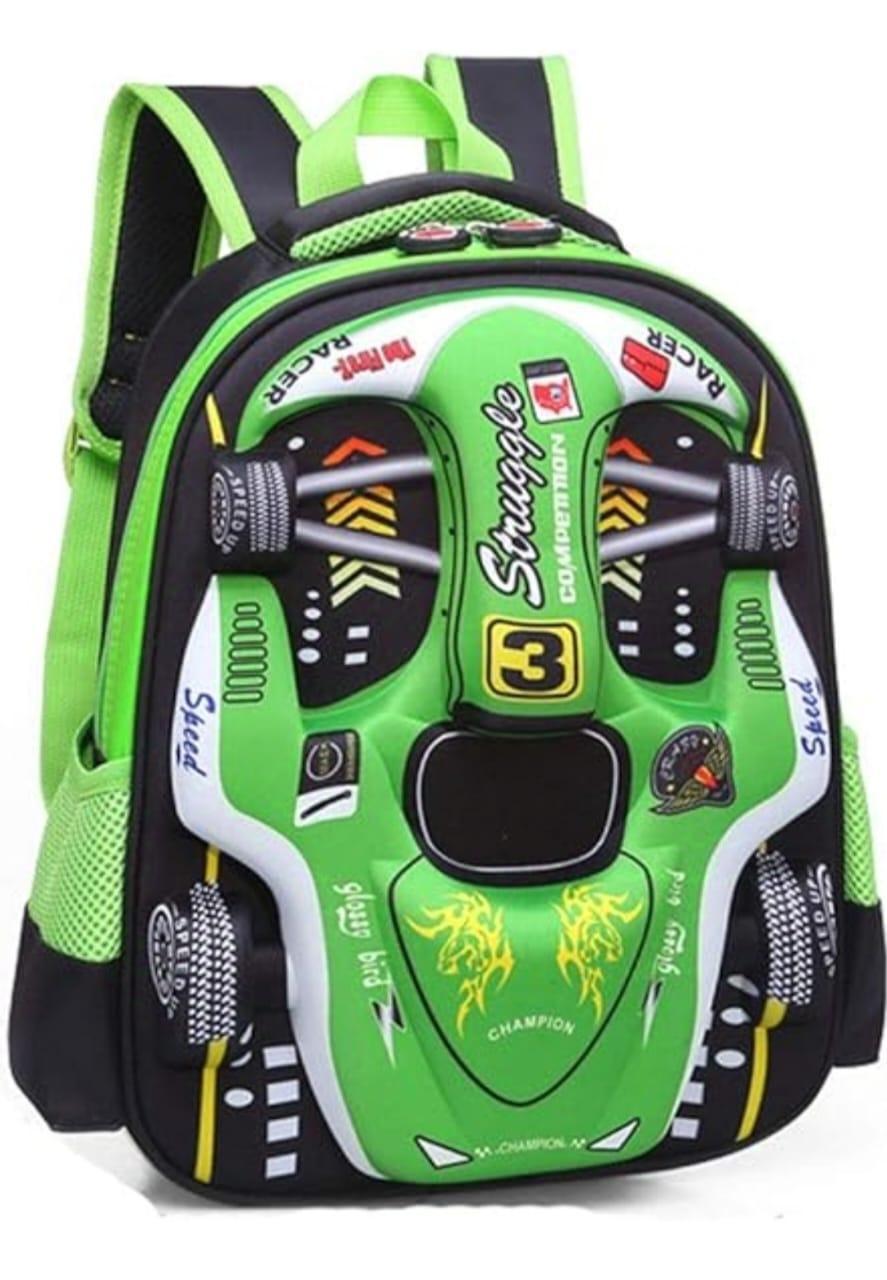 Kids Racing Car Nylon Backpack | Lightweight School Bag for Boys & Girls | Durable Travel & Casual Backpack (Blue) - Image 2