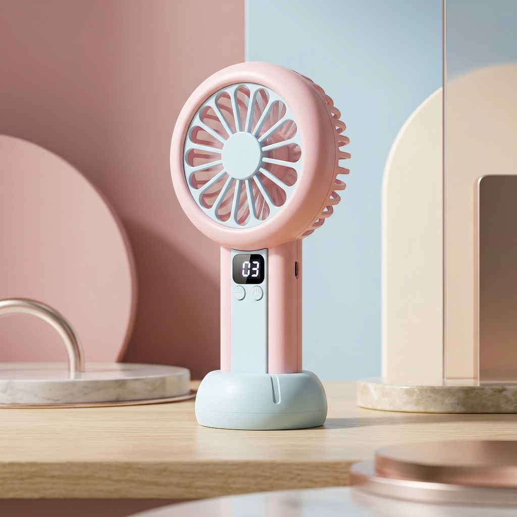 LED Digital Display Rechargeable Mini Fan – Portable USB Handheld Fan with 100-Speed Control, Real-Time Battery Indicator | Random Color - Image 3