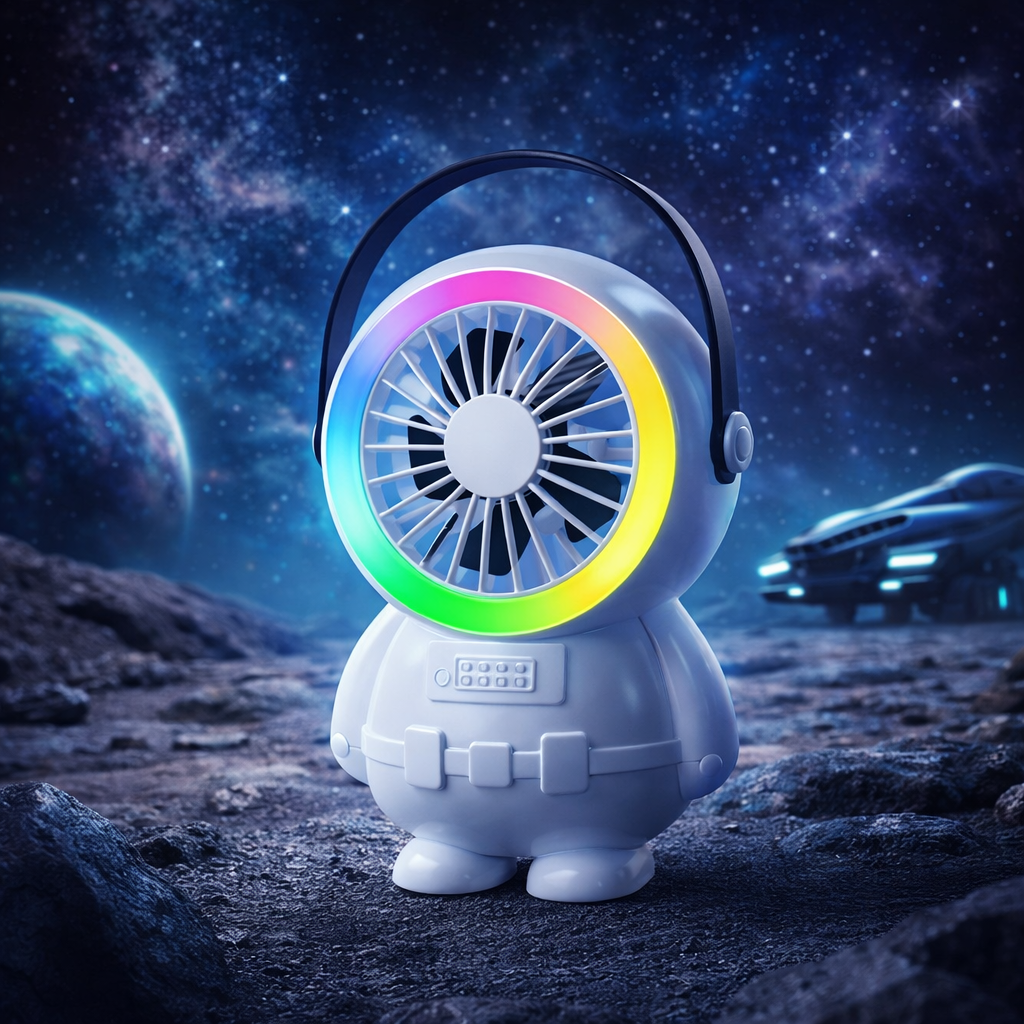 Astro Series Astronaut Mini Desktop Fan – Portable USB Rechargeable Fan with RGB Night Light - Image 4