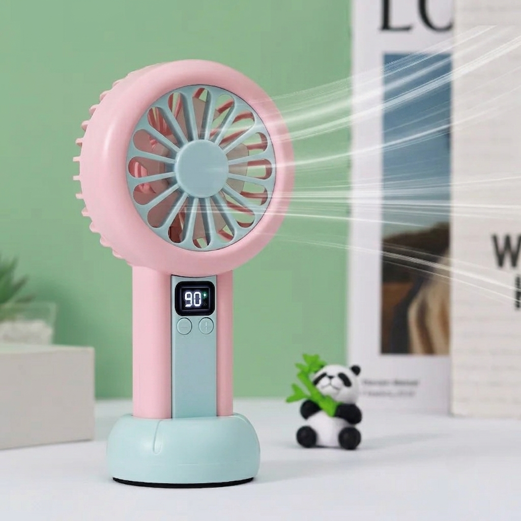 LED Digital Display Rechargeable Mini Fan – Portable USB Handheld Fan with 100-Speed Control, Real-Time Battery Indicator | Random Color - Image 4