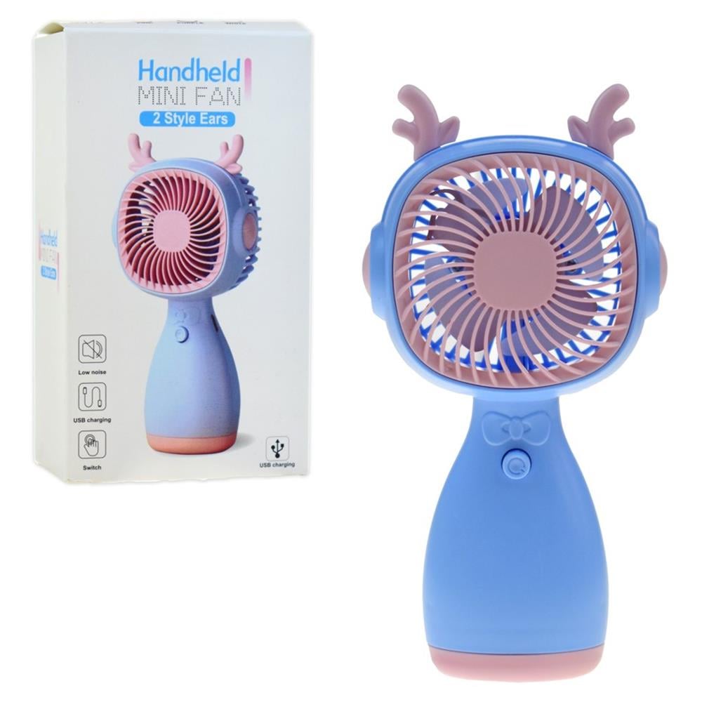 Cute Deer Handheld Mini Fan – USB Rechargeable Portable Personal Cooling Fan | 3-Speed Low Noise Desktop & Handheld Fan | Random Deer Ear Design - Image 2