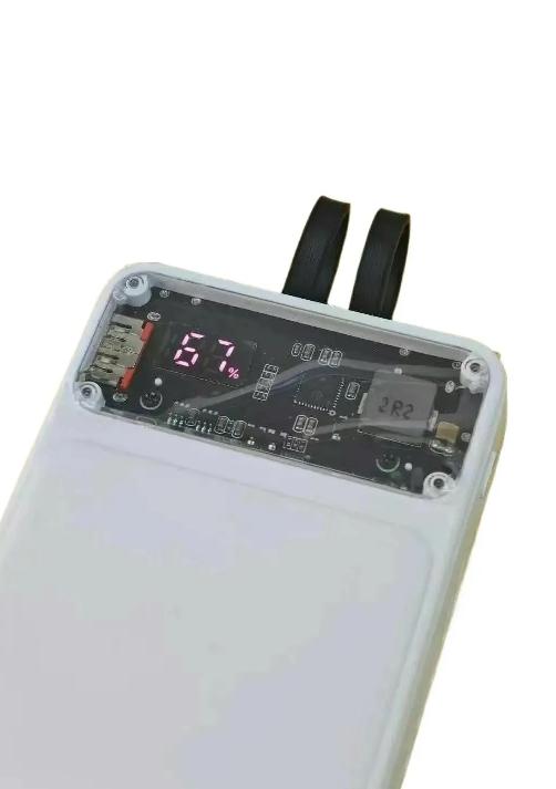 66W Fast Charging 20,000mAh Power Bank with Built-in Cables (White) - Image 3