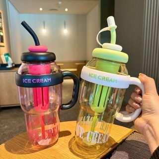 Aesthetic Summer Ice Cup with Straw | Large Capacity Milk Tea & Water Cup